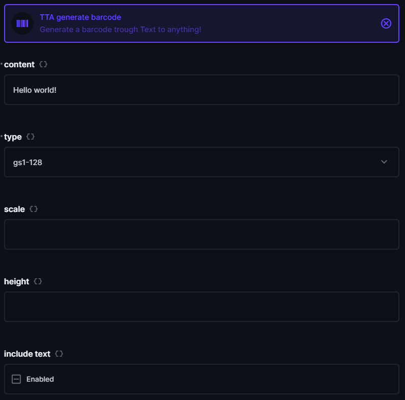 Barcode Directus flow settings