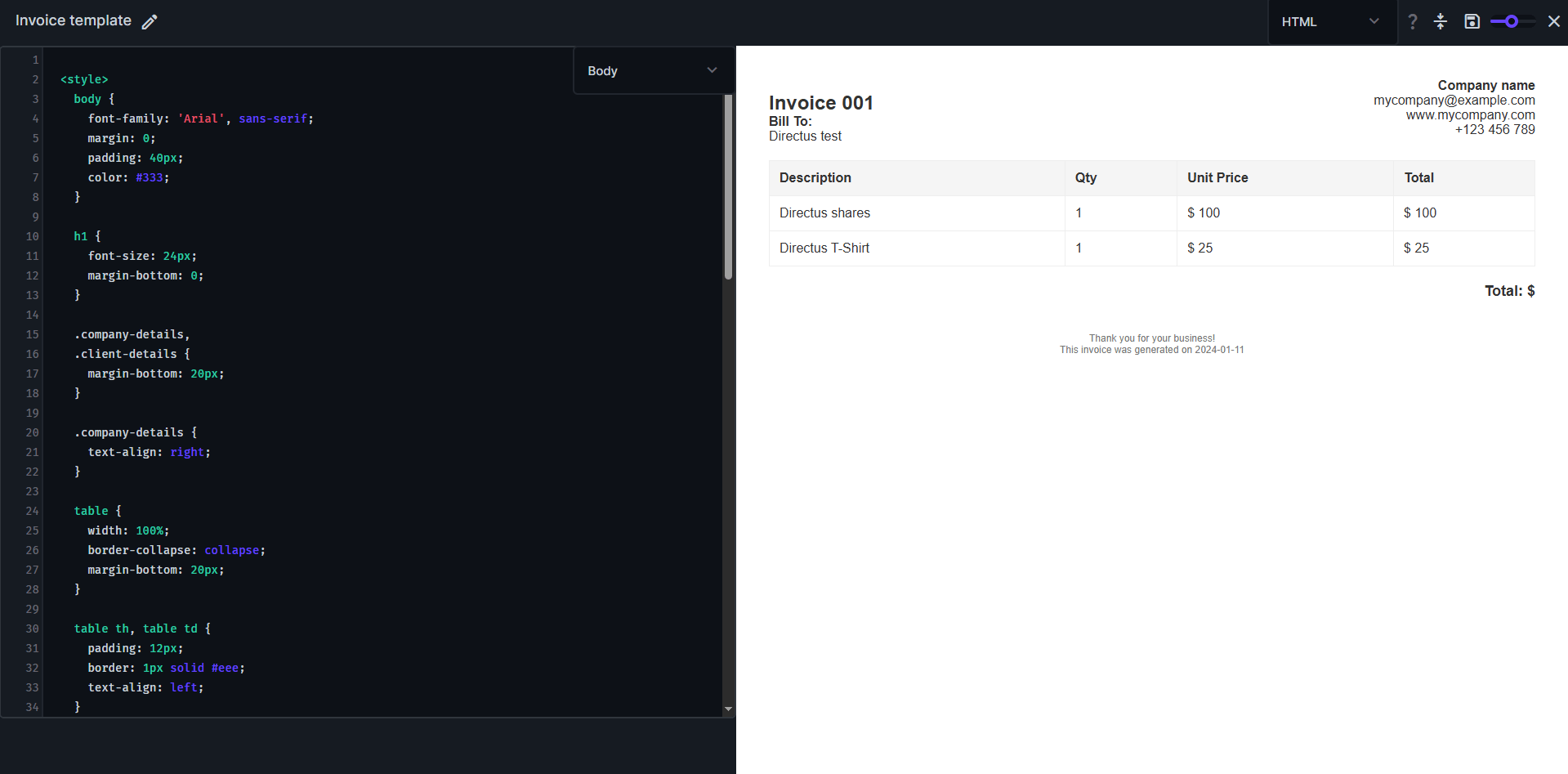 TTA PDF template editor